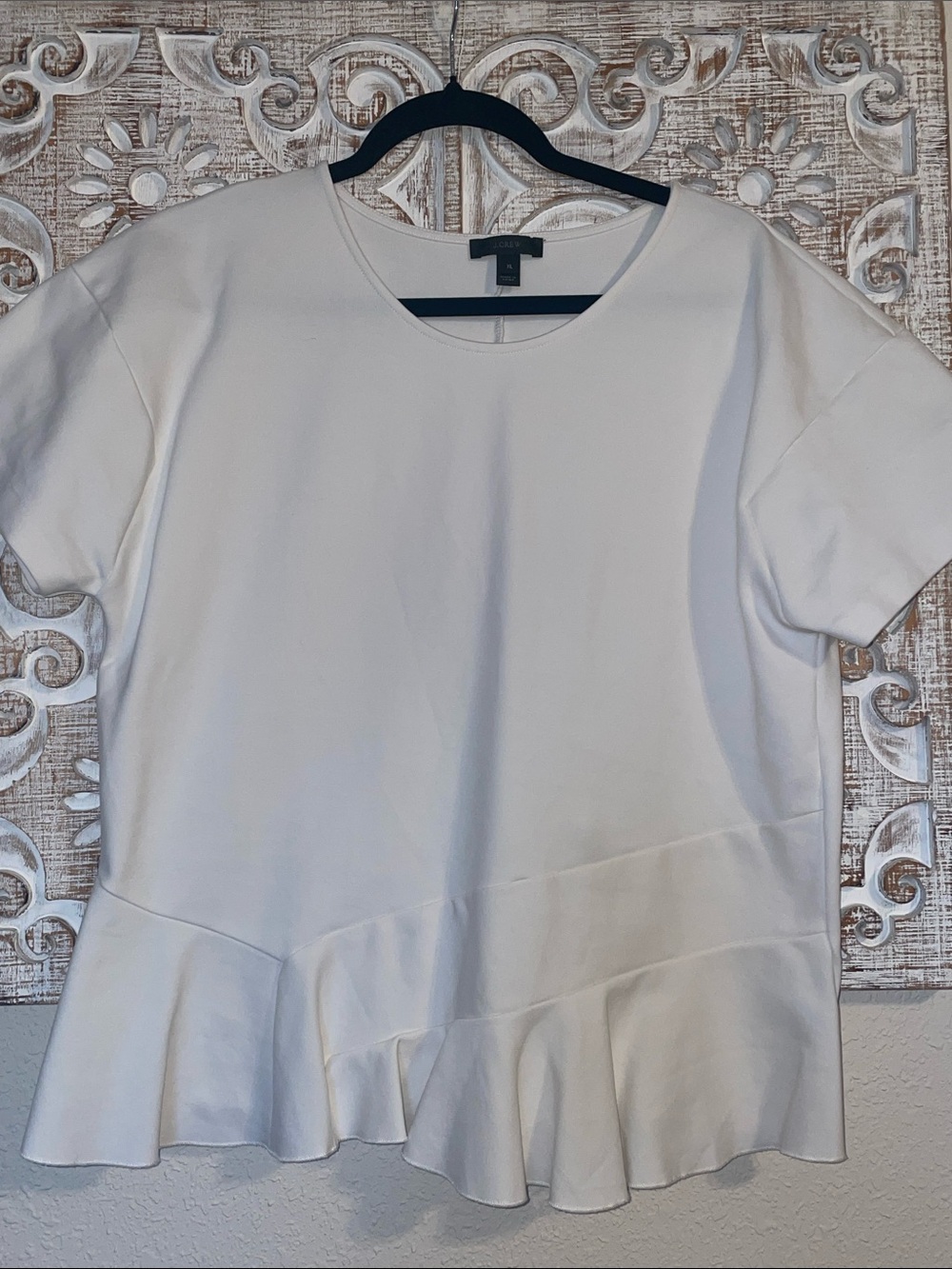 J. Crew cream/White Top with ruffle